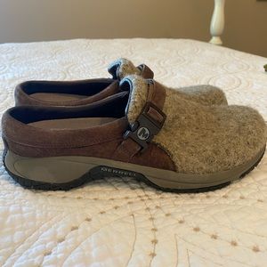 Merrell Wool Blend Mules in Brown and Cream